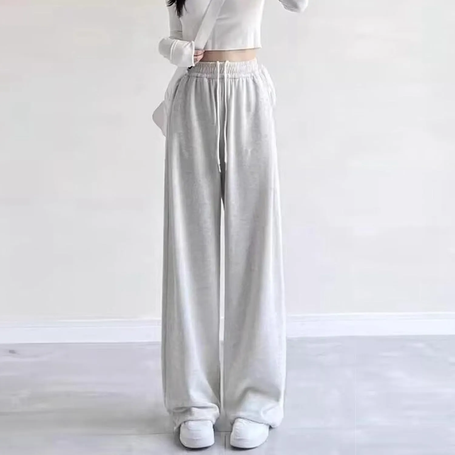 Baggy Sweatpants for Teen Girls Oversized Wide Leg Loose Sweat Pants Elastic High Waist Drawstring Athletic Casual Joggers