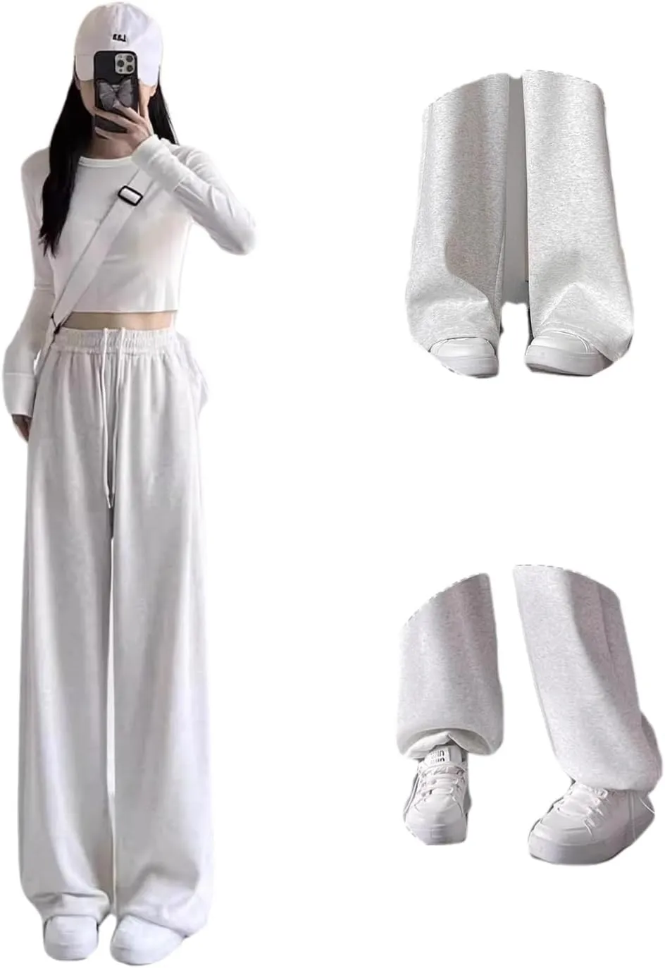 Baggy Sweatpants for Teen Girls Oversized Wide Leg Loose Sweat Pants Elastic High Waist Drawstring Athletic Casual Joggers