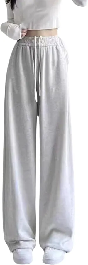 Baggy Sweatpants for Teen Girls Oversized Wide Leg Loose Sweat Pants Elastic High Waist Drawstring Athletic Casual Joggers