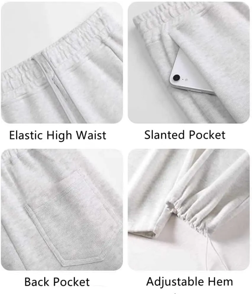 Baggy Sweatpants for Teen Girls Oversized Wide Leg Loose Sweat Pants Elastic High Waist Drawstring Athletic Casual Joggers