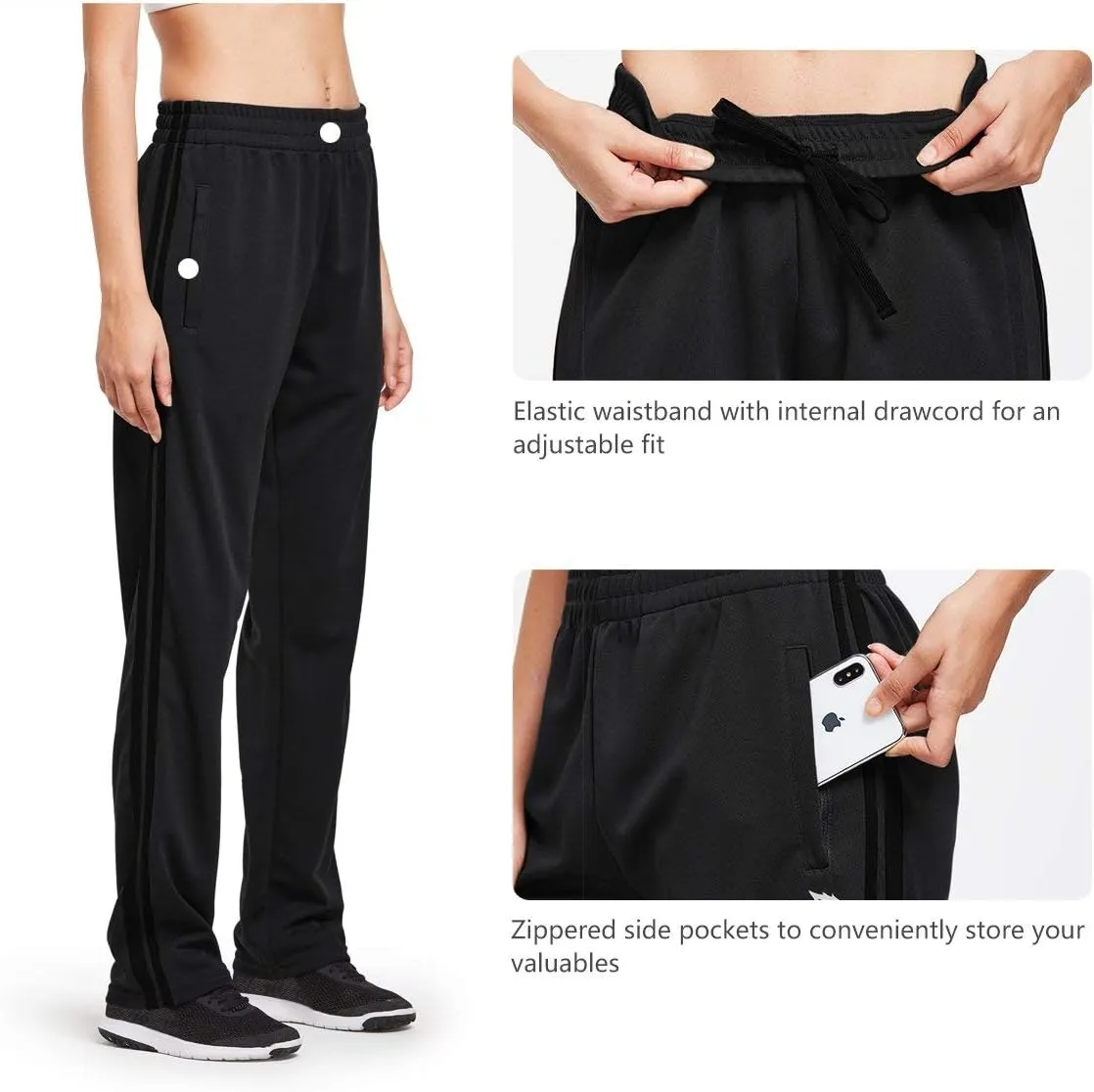 baleaf Women's Track Pants Athletic Jogging Sweatpants Zipper Pockets Warm-Up Sports Running Pants