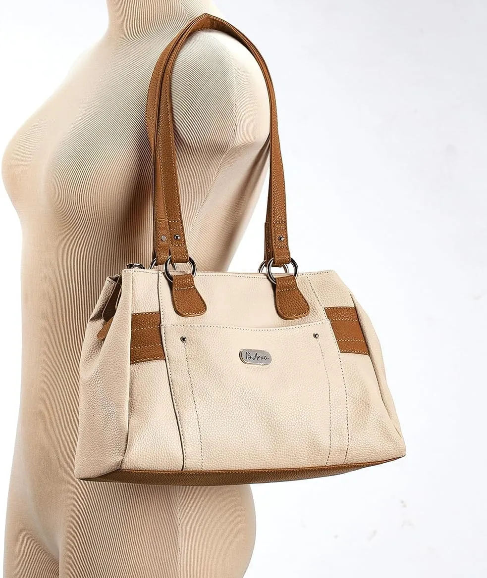 B.AmiciTM Nicole RFID Greenwich Multi Pocket Leather Satchel
