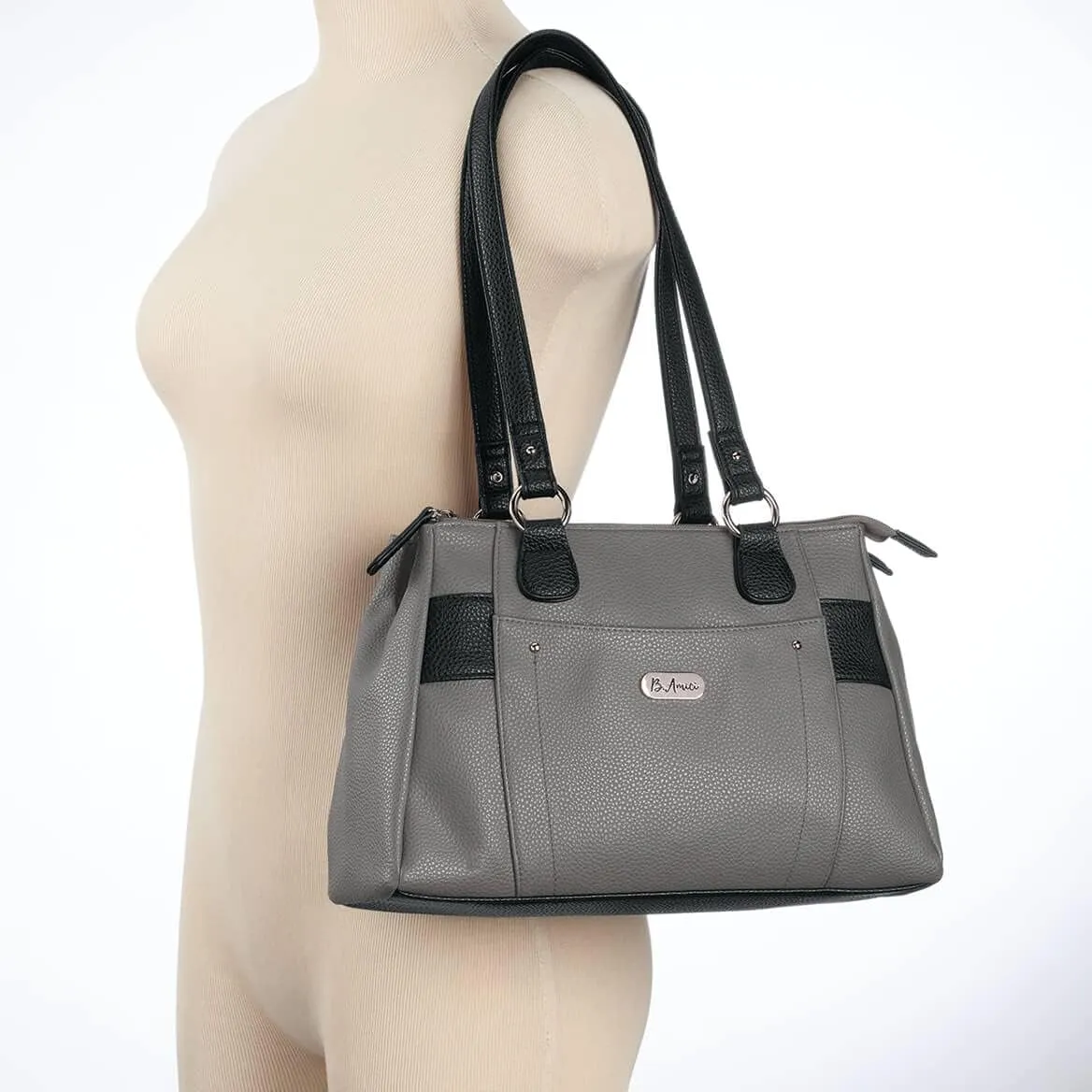 B.AmiciTM Nicole RFID Greenwich Multi Pocket Leather Satchel