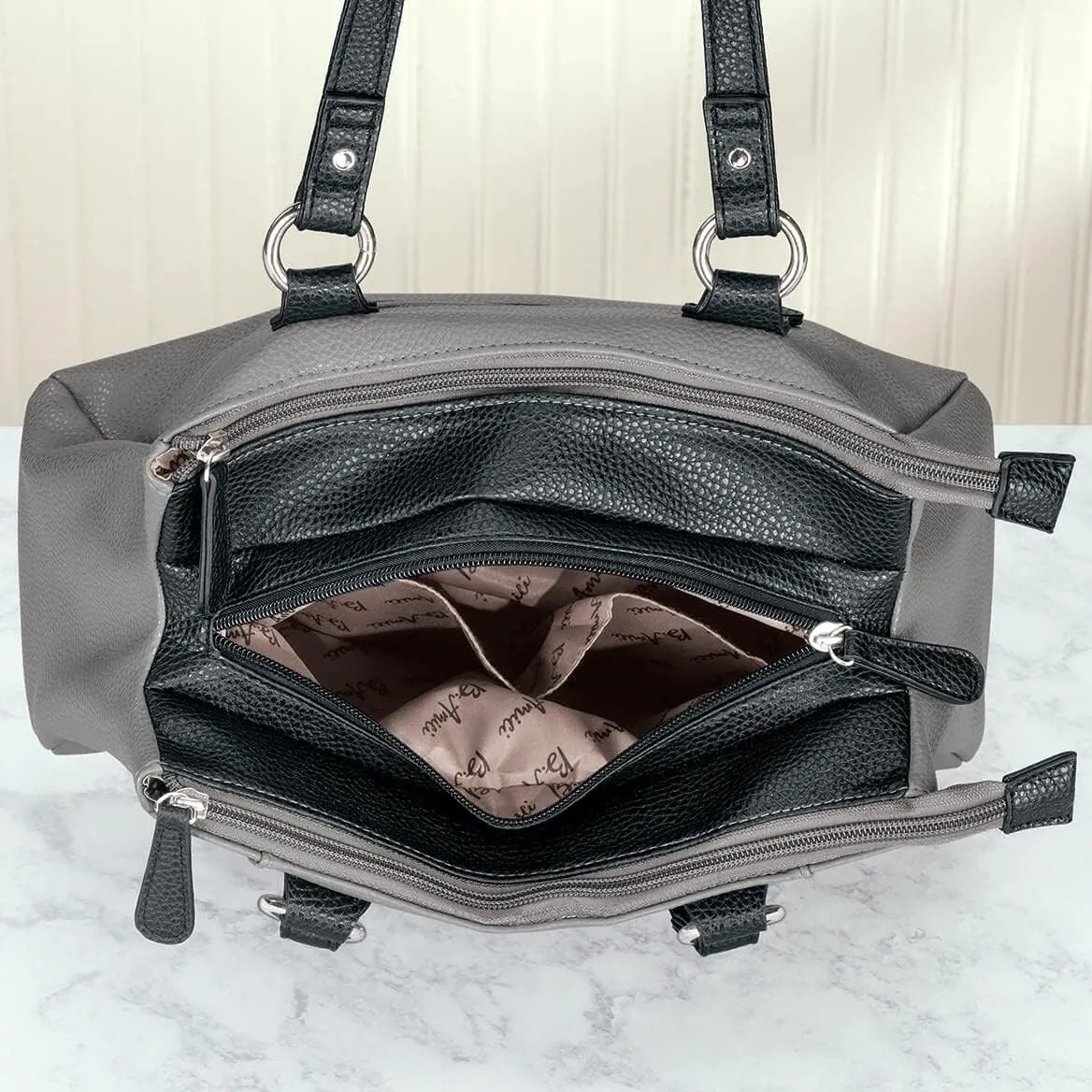 B.AmiciTM Nicole RFID Greenwich Multi Pocket Leather Satchel