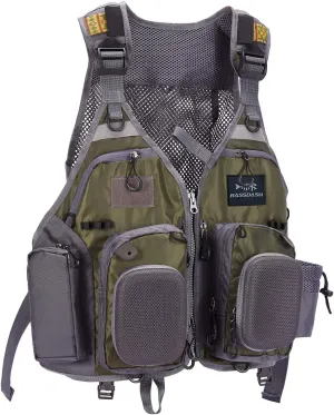 BASSDASH Fly Fishing Vest Multi Pocket Waistcoat Adjustable Size Gifts for Men Women