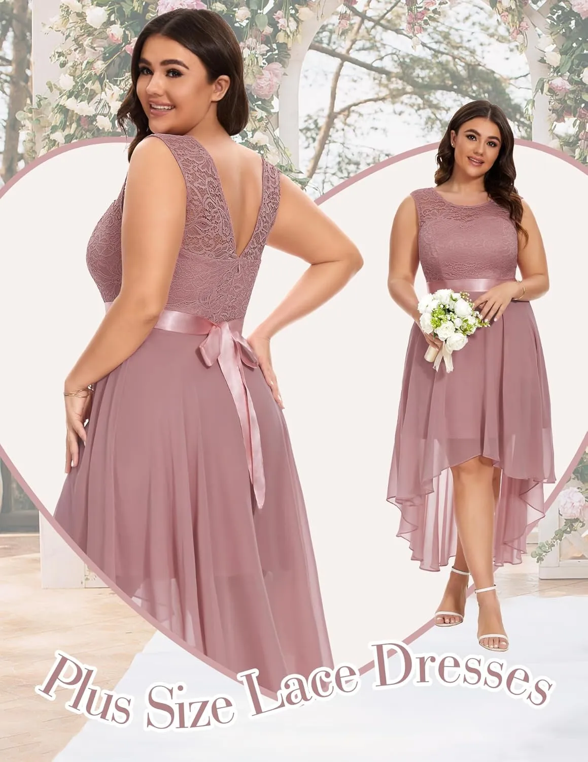 BeryLove Cocktail Prom Dresses 2025 Formal Wedding Guest Dresses Sleeveless Lace High Low Homecoming Dress