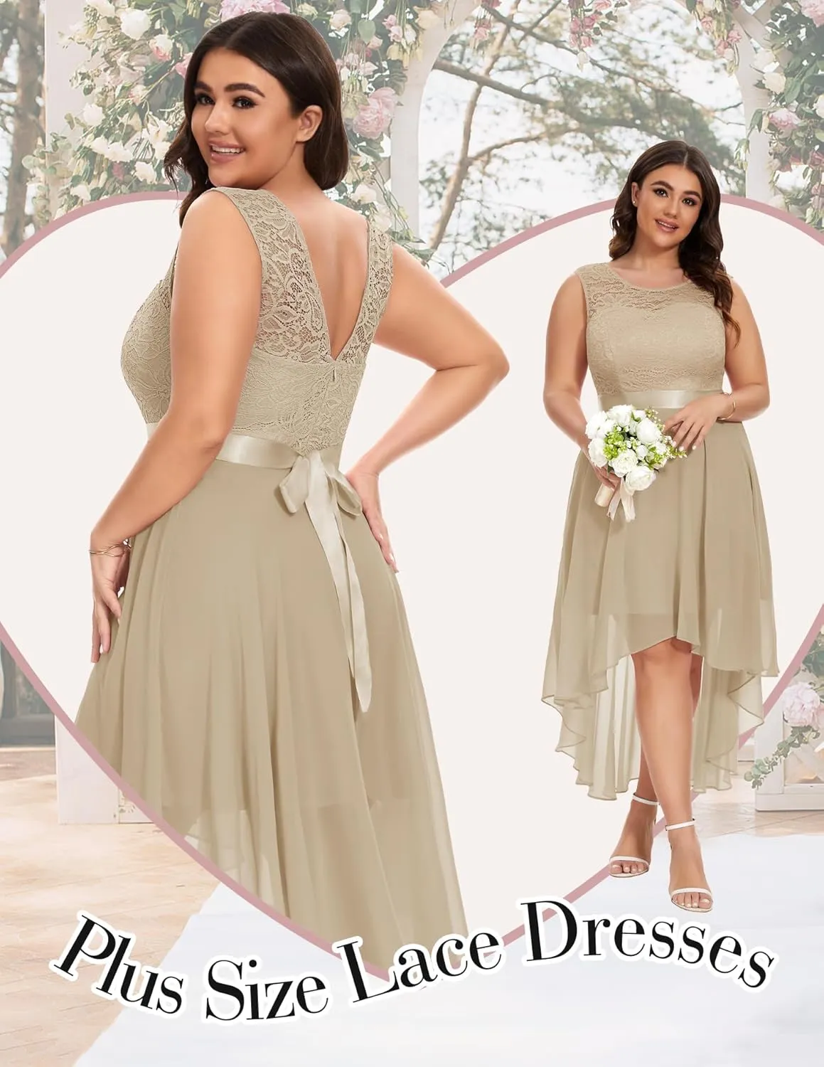 BeryLove Cocktail Prom Dresses 2025 Formal Wedding Guest Dresses Sleeveless Lace High Low Homecoming Dress