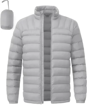 BGOWATU Men's Lightweight Packable Puffer Jacket Warm Winter Jacket for Men Down Alternative Puffy Coat