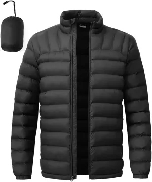 BGOWATU Men's Lightweight Packable Puffer Jacket Warm Winter Jacket for Men Down Alternative Puffy Coat