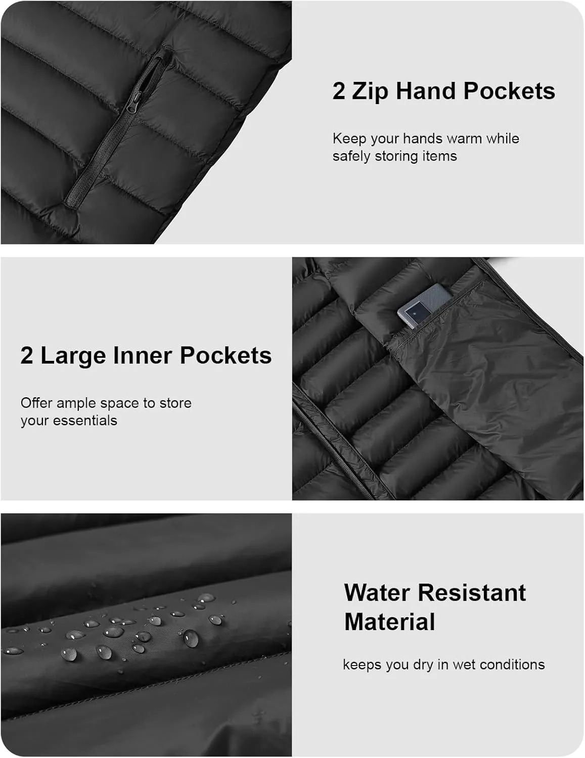 BGOWATU Men's Lightweight Packable Puffer Jacket Warm Winter Jacket for Men Down Alternative Puffy Coat