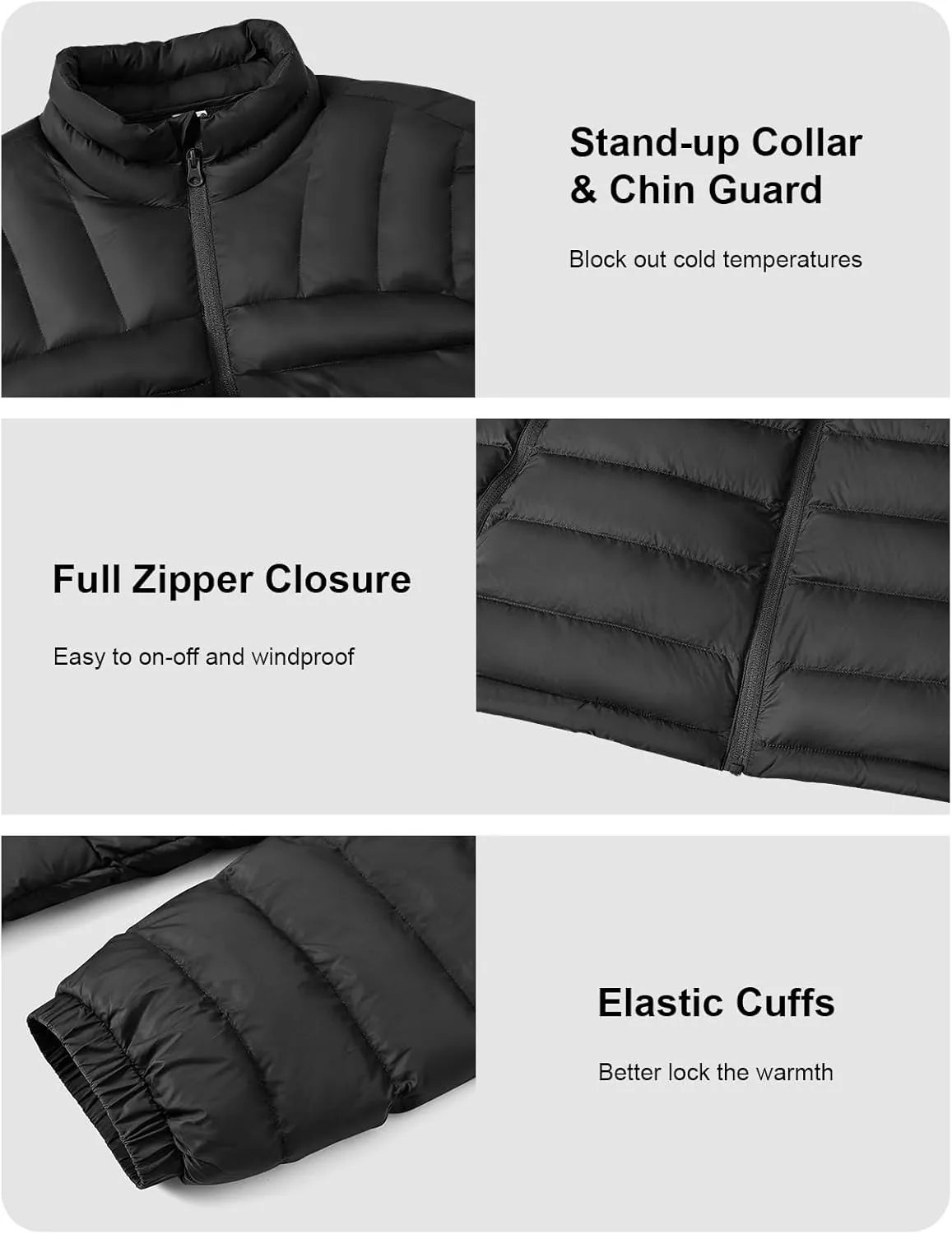 BGOWATU Men's Lightweight Packable Puffer Jacket Warm Winter Jacket for Men Down Alternative Puffy Coat