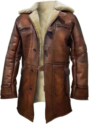 Big and Tall Winter Warm Long Trench Coat with Faux Fur - Chamarras de Borrego