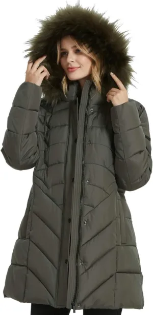 BINACL Women's Winter Warm Thicken Long Outwear Pockets Coat Parka Jacket XS-3XL