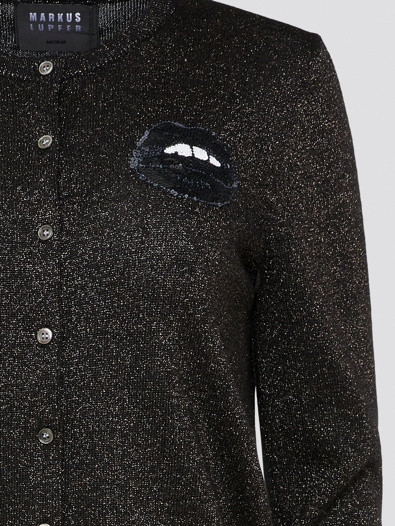 Black Glittered Button Down Cardigan