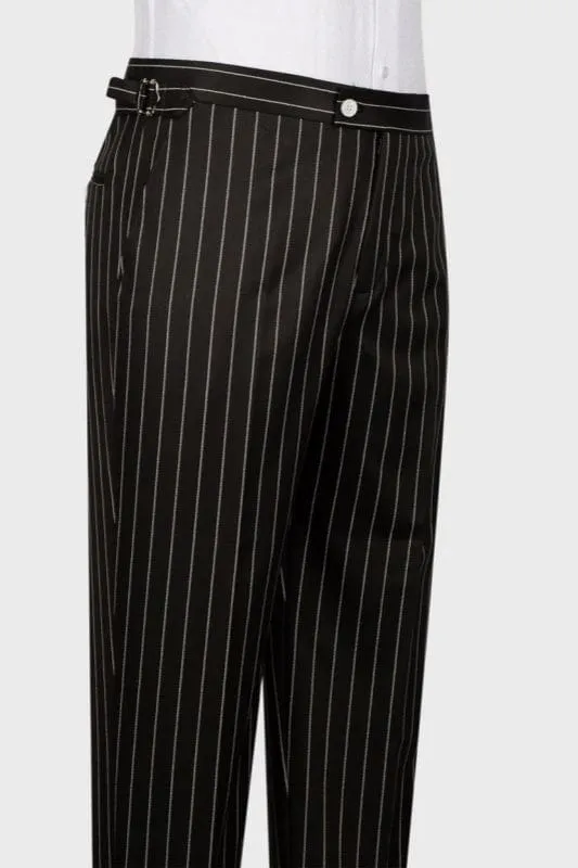 Black Striped Peaked Lapel Three Pieces Business Suits Slim Fit Prom Suits
