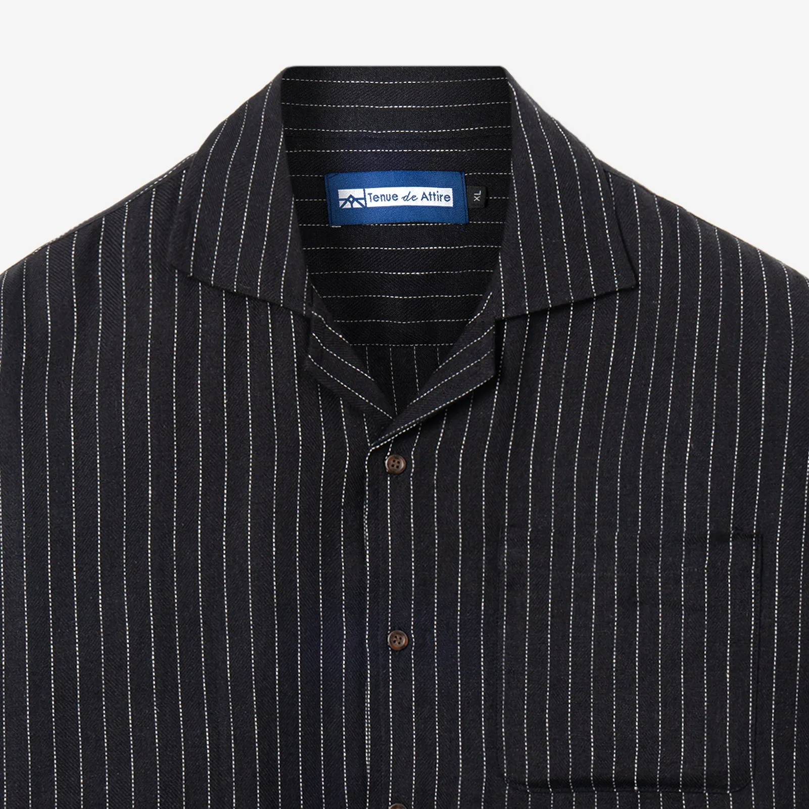 Breakfast Club Short Sleeve Camp Collar Shirt - Black Stripes
