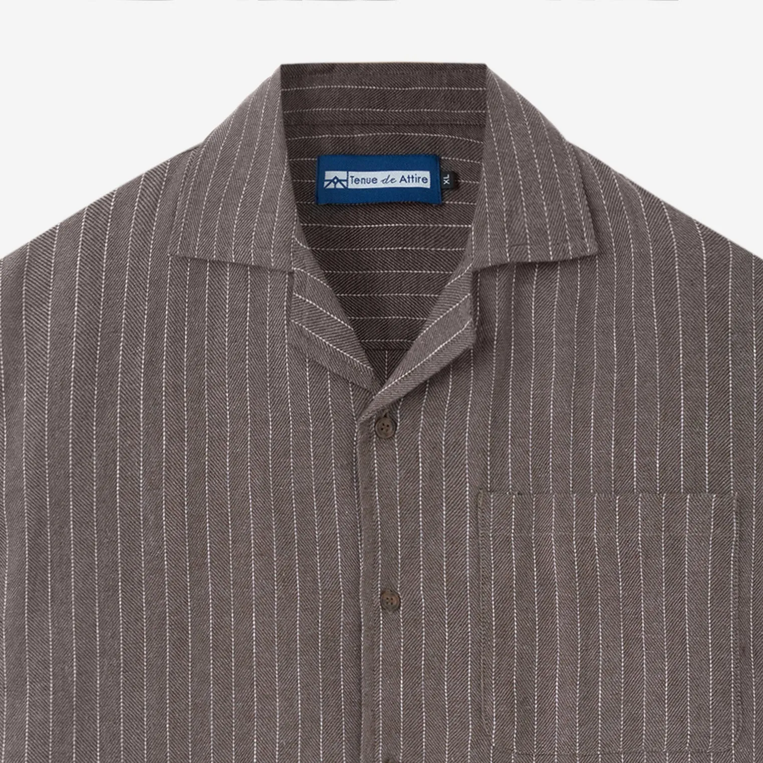 Breakfast Club Short Sleeve Camp Collar Shirt - Grey Stripes