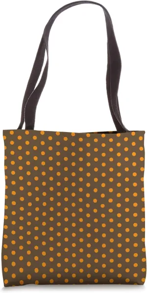 Brown and Orange Polka Dot Boho Vintage Aesthetic Dotted Tote Bag