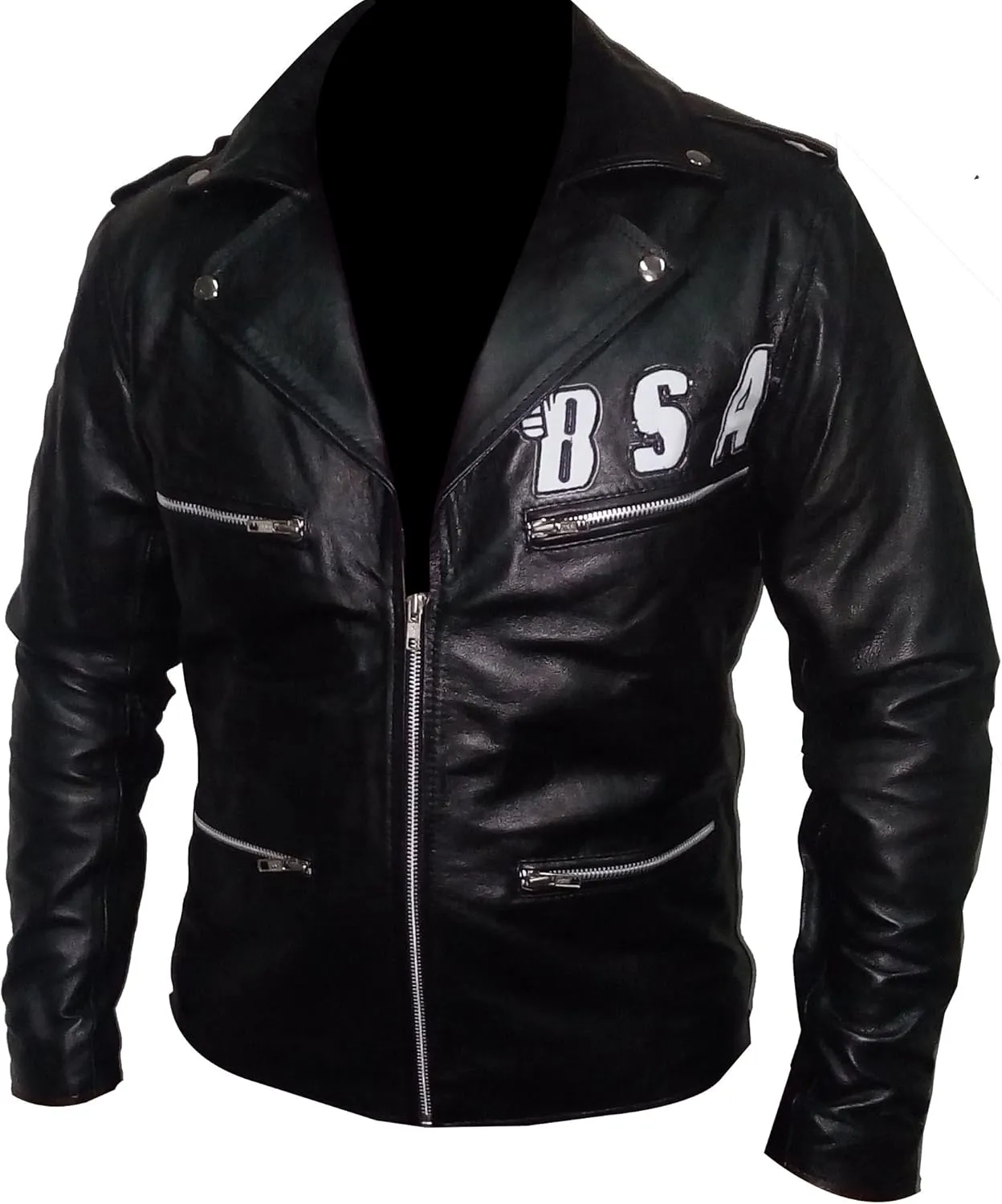 BSA Rockers Revenge George Michael Men's Classic Biker Leather Jacket
