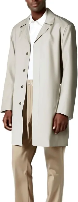 Calvin Klein Mens Classic Long Trench Coat Blazer Jacket, Beige, Large