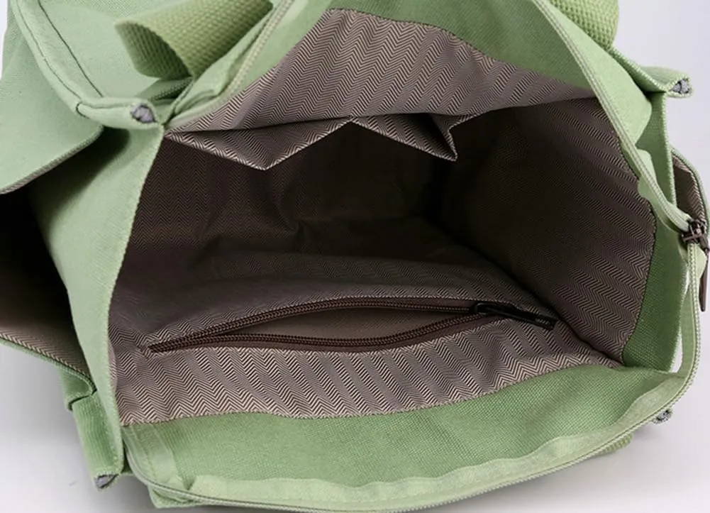 Canvas Tote Bags for Women Multi-Pocket Handbag Hobo Shoulder Purse with Zipper