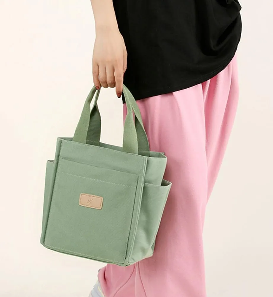 Canvas Tote Bags for Women Multi-Pocket Handbag Hobo Shoulder Purse with Zipper