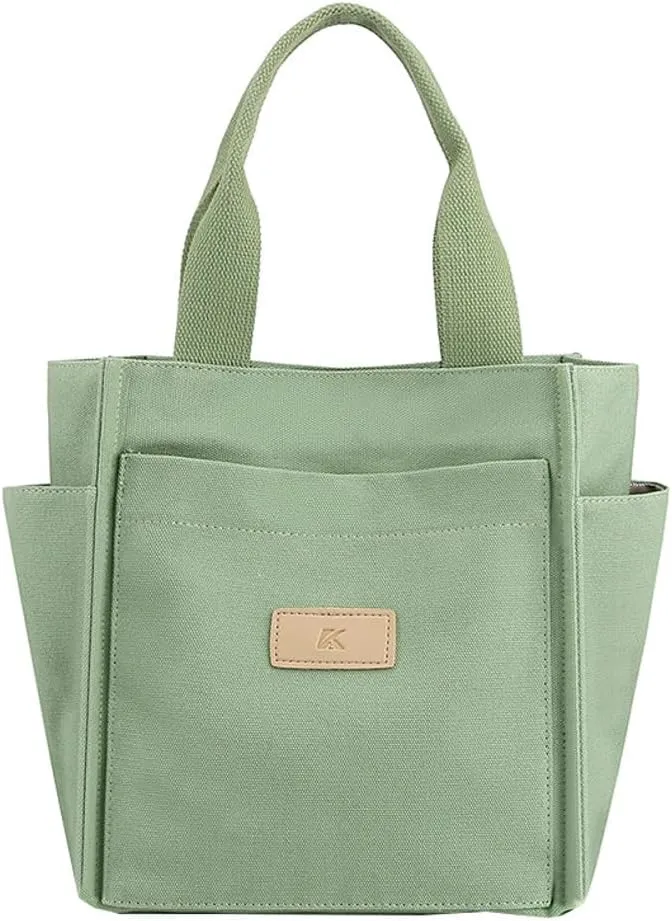 Canvas Tote Bags for Women Multi-Pocket Handbag Hobo Shoulder Purse with Zipper