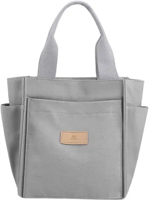 Canvas Tote Bags for Women Multi-Pocket Handbag Hobo Shoulder Purse with Zipper