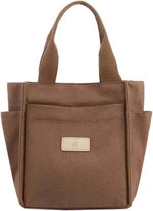 Canvas Tote Bags for Women Multi-Pocket Handbag Hobo Shoulder Purse with Zipper