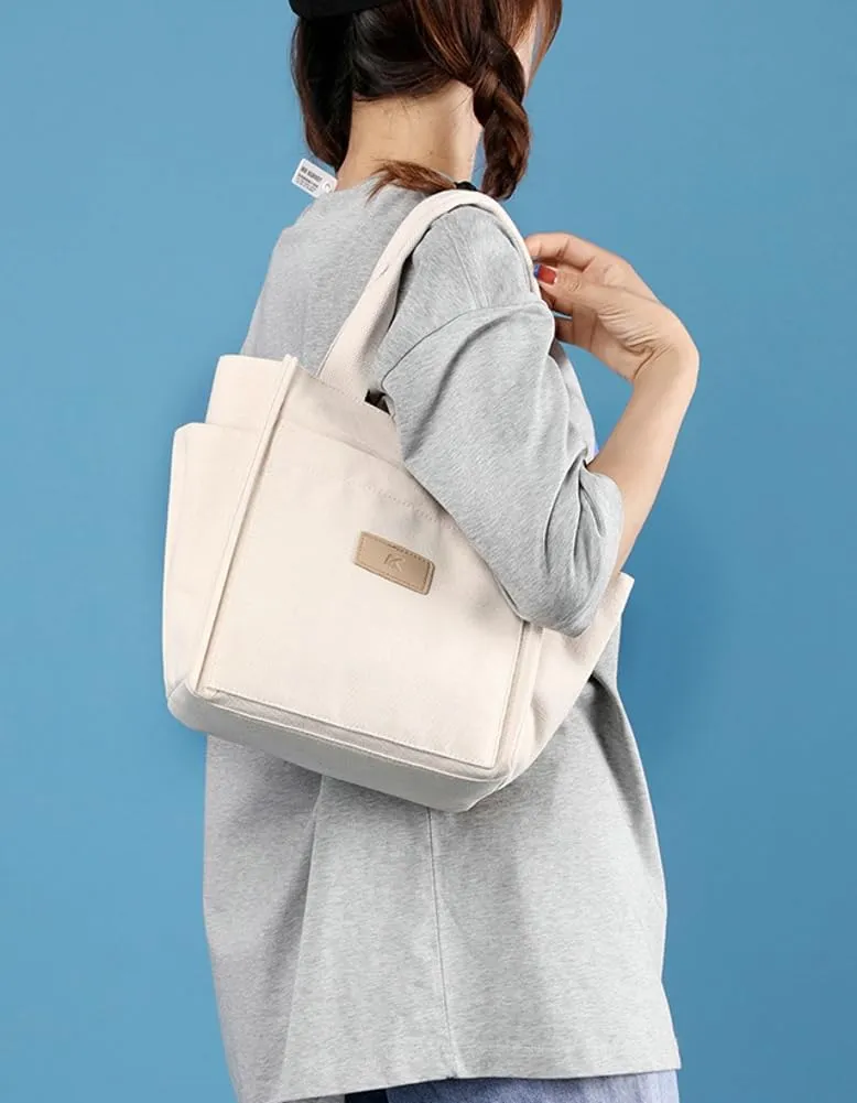 Canvas Tote Bags for Women Multi-Pocket Handbag Hobo Shoulder Purse with Zipper