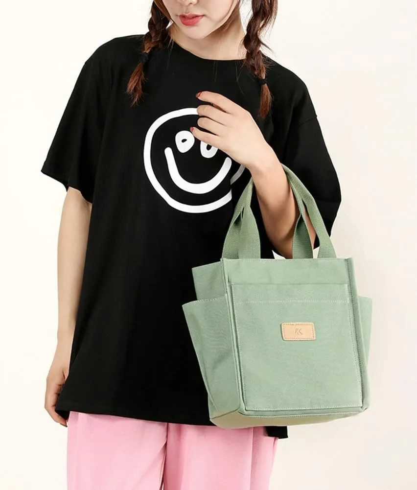 Canvas Tote Bags for Women Multi-Pocket Handbag Hobo Shoulder Purse with Zipper