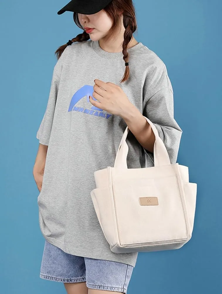Canvas Tote Bags for Women Multi-Pocket Handbag Hobo Shoulder Purse with Zipper
