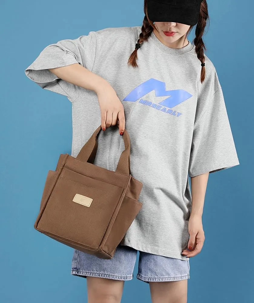 Canvas Tote Bags for Women Multi-Pocket Handbag Hobo Shoulder Purse with Zipper