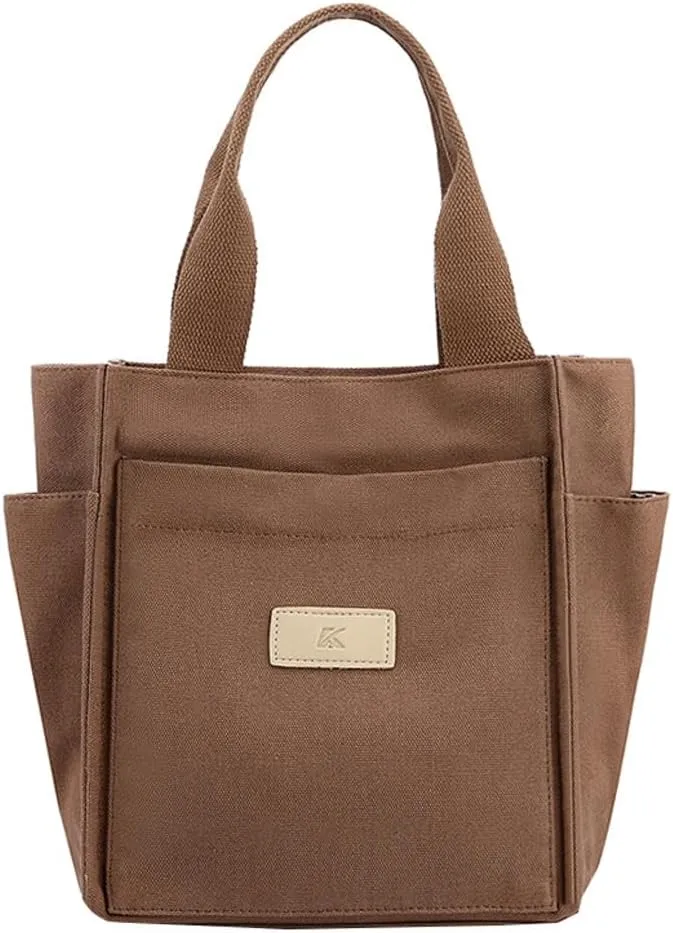 Canvas Tote Bags for Women Multi-Pocket Handbag Hobo Shoulder Purse with Zipper