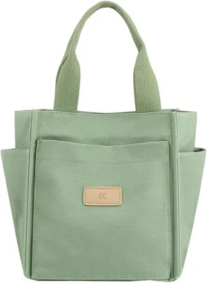 Canvas Tote Bags for Women Multi-Pocket Handbag Hobo Shoulder Purse with Zipper