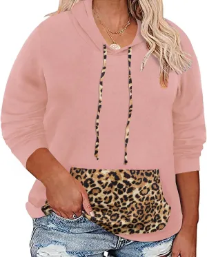 CARCOS Plus Size Hooide Women Long Sleeve Fall Pocket Hooded Sweatershirt XL-5XL