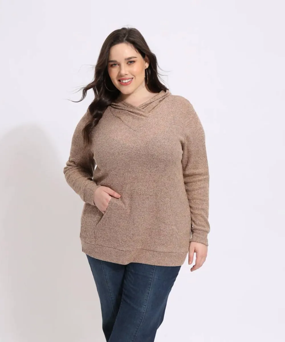CARCOS Plus Size Hooide Women Long Sleeve Fall Pocket Hooded Sweatershirt XL-5XL