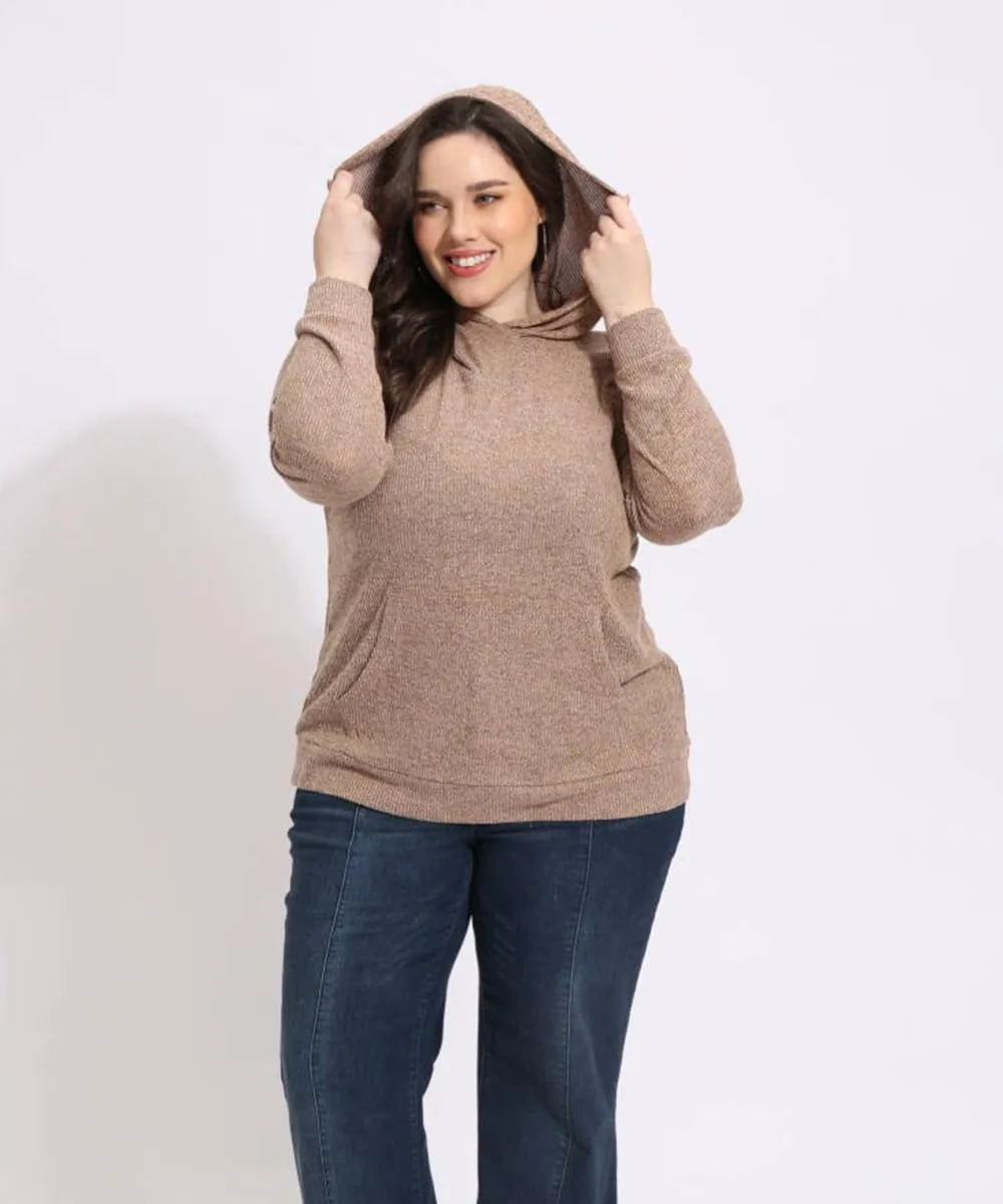 CARCOS Plus Size Hooide Women Long Sleeve Fall Pocket Hooded Sweatershirt XL-5XL