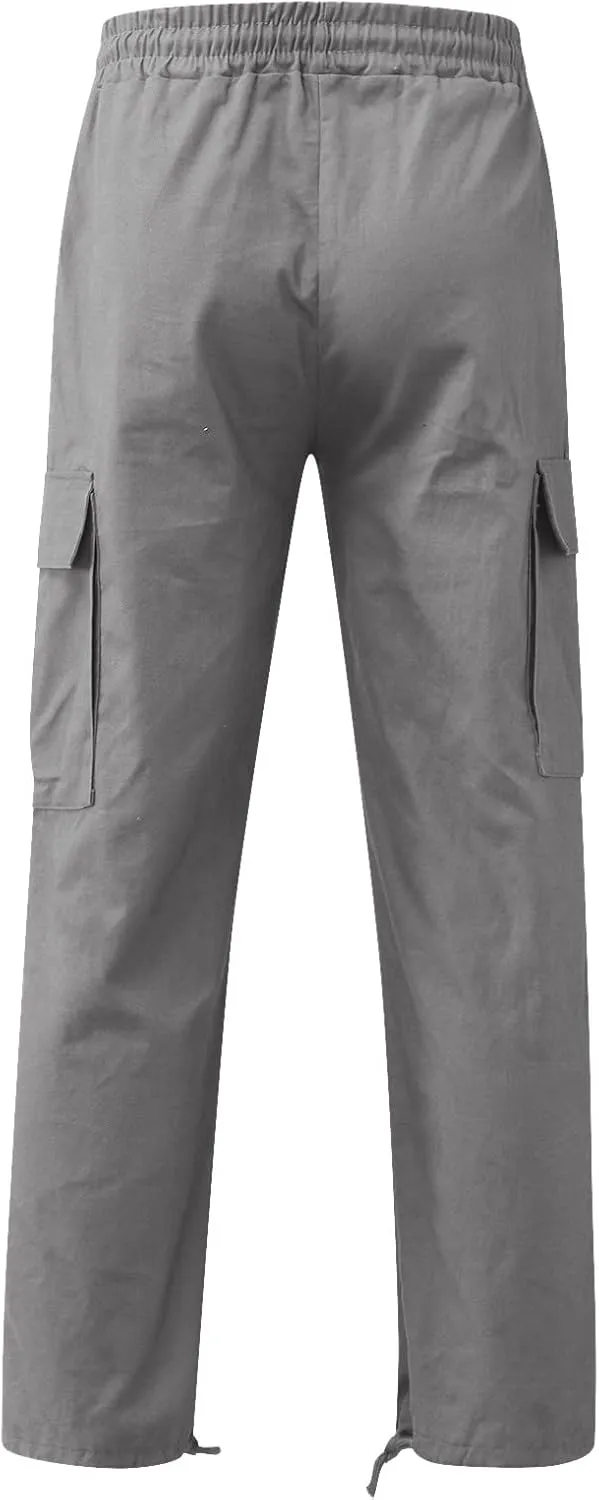 Cargo Pants for Men Elastic Waist Joggers Running Workout Gym Track Golf Pants Multi-Pocket Trousers