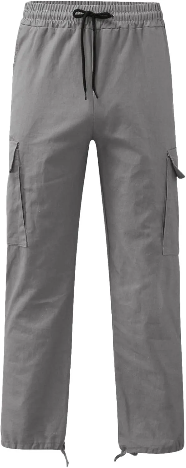 Cargo Pants for Men Elastic Waist Joggers Running Workout Gym Track Golf Pants Multi-Pocket Trousers
