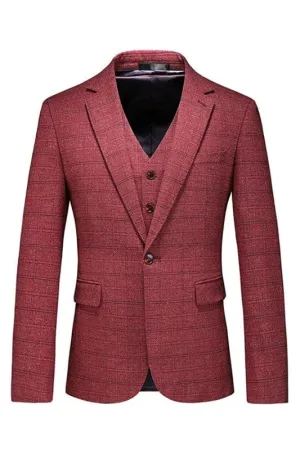 Chic Red Notched Lapel Three Pieces Men Business Suits One Button Prom Suits