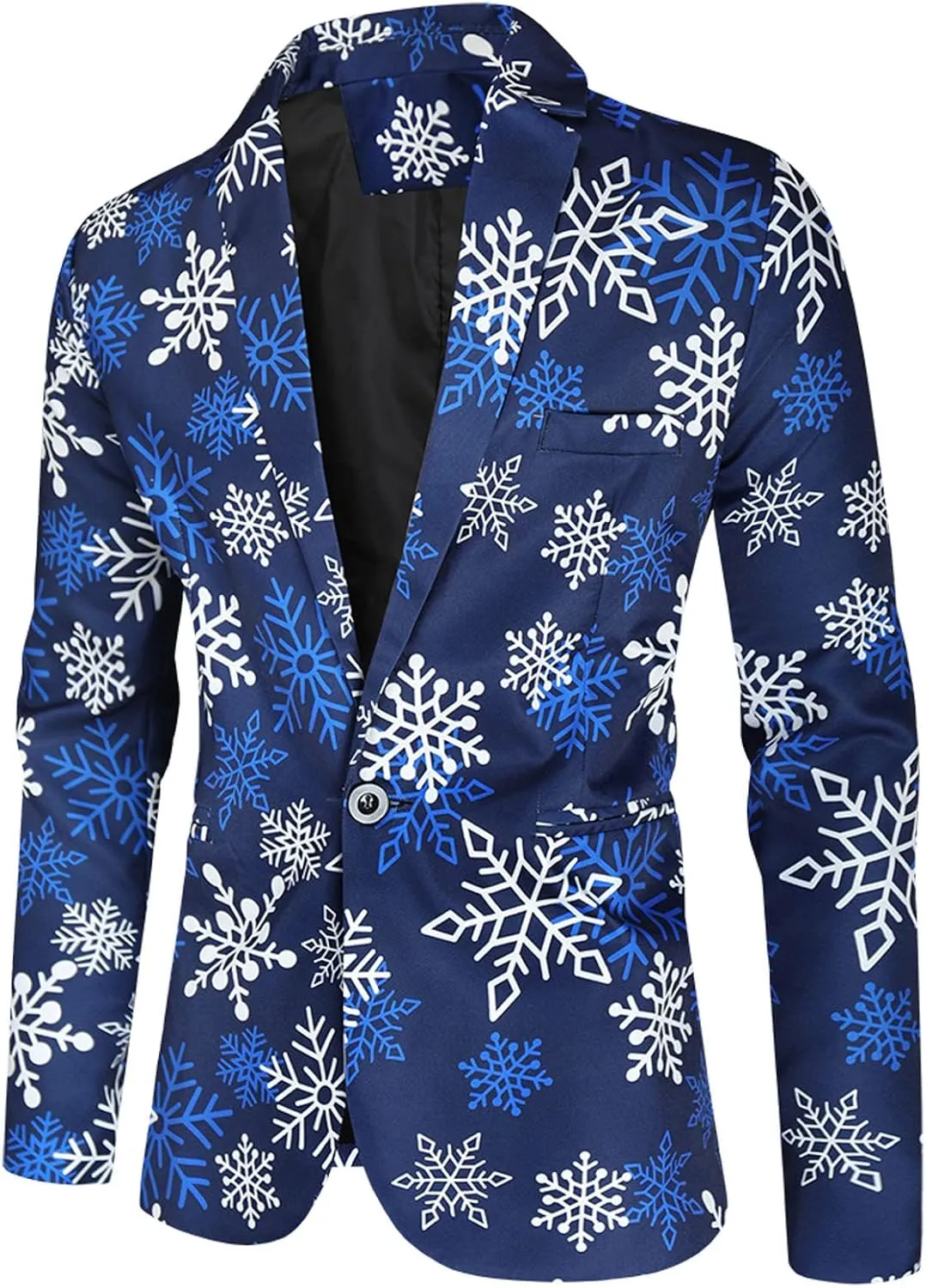 Christmas Suit for Men 2 Piece Ugly Xmas Santa Snowflake Print Funny Blazer Jacket Suits Party Festive Outfits Set