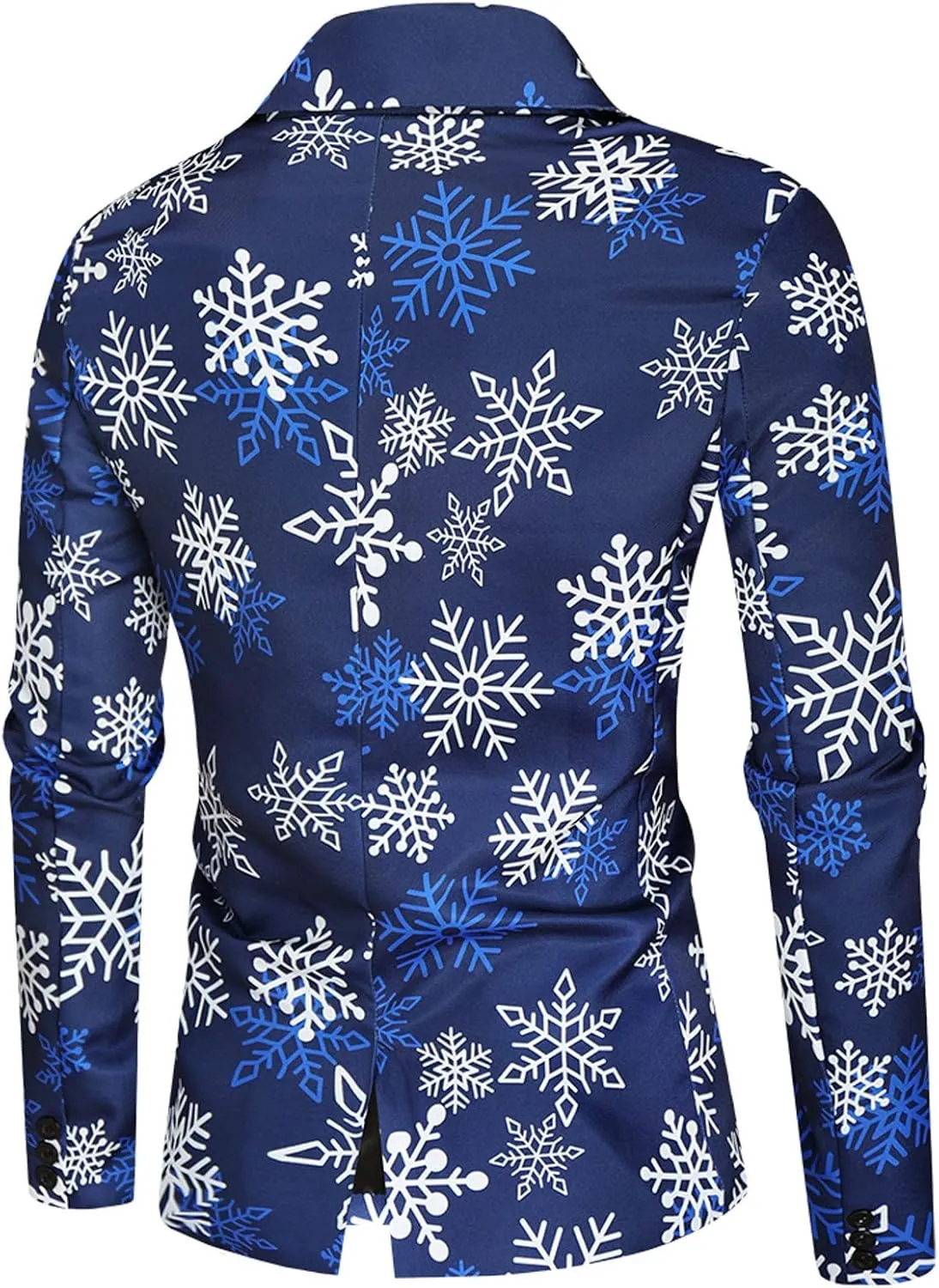 Christmas Suit for Men 2 Piece Ugly Xmas Santa Snowflake Print Funny Blazer Jacket Suits Party Festive Outfits Set