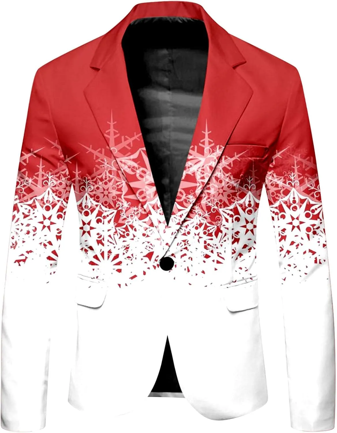 Christmas Suit for Men 2 Piece Ugly Xmas Santa Snowflake Print Funny Blazer Jacket Suits Party Festive Outfits Set