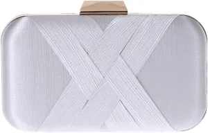 Classic Pleated Satin Woven Evening Party Dress Clutch Cross Small Bag