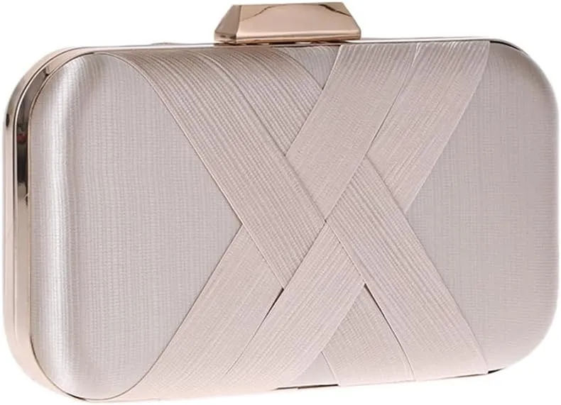 Classic Pleated Satin Woven Evening Party Dress Clutch Cross Small Bag