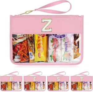 Clear Chenille Letter Bag for Travel, Cute Makeup Bag, Personalized Initial Bags with Zipper, PU & PVC Waterproof Cosmetic Bag, Gift For Her Women Friend, Preppy Things For Girls Letter Z