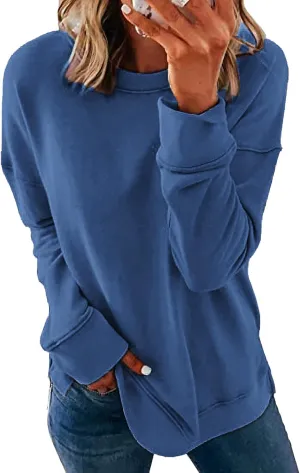 CNFUFEN Womens Casual Crewneck Sweatshirt Long Sleeve Pullover Tops Fall Fashion Clothes
