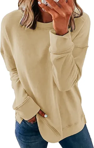 CNFUFEN Womens Casual Crewneck Sweatshirt Long Sleeve Pullover Tops Fall Fashion Clothes