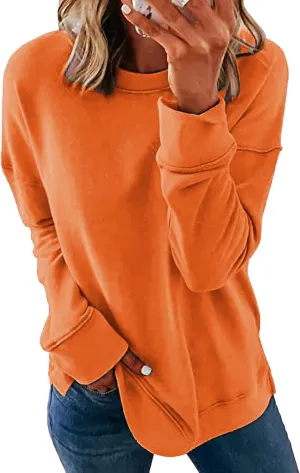 CNFUFEN Womens Casual Crewneck Sweatshirt Long Sleeve Pullover Tops Fall Fashion Clothes